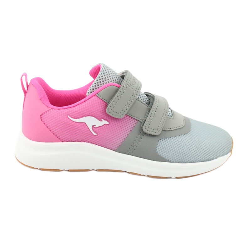 KangaROOS buty sportowe na rzepy 18506 grey/neon pink różowe szare