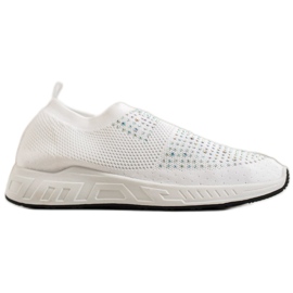 SHELOVET Wsuwane Buty Z Kryształkami białe