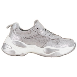 Goodin Skórzane Sneakersy srebrny szare