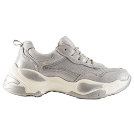 Goodin Skórzane Sneakersy wielokolorowe szare