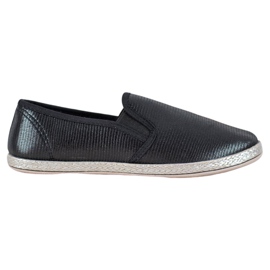SHELOVET Błyszczące Buty Slip On czarne