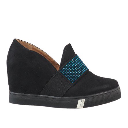 Czarne czółenka na koturnie T1715-1