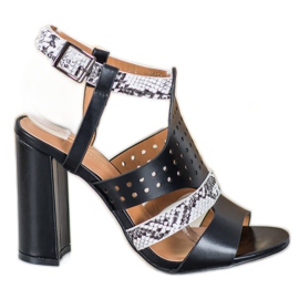 Small Swan Ażurowe Sandały Snake Print czarne