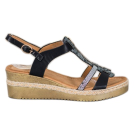 Small Swan Sandałki Na Koturnie czarne