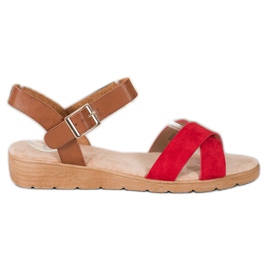 SHELOVET Stylowe Sandałki czerwone