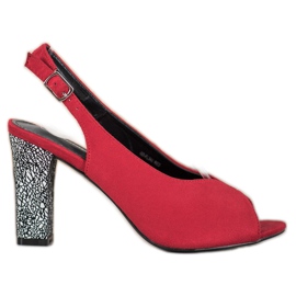Goodin Sandały Z Ozdobnym Obcasem czerwone