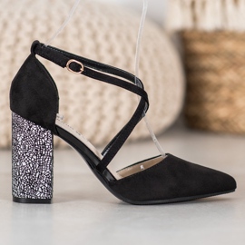 Goodin Modne Czółenka Na Słupku białe czarne