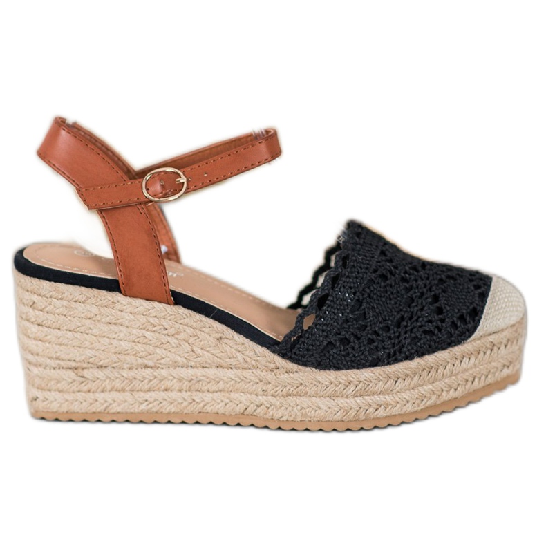 Small Swan Espadryle Na Koturnie brązowe czarne