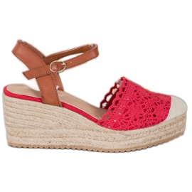 Small Swan Espadryle Na Koturnie brązowe czerwone