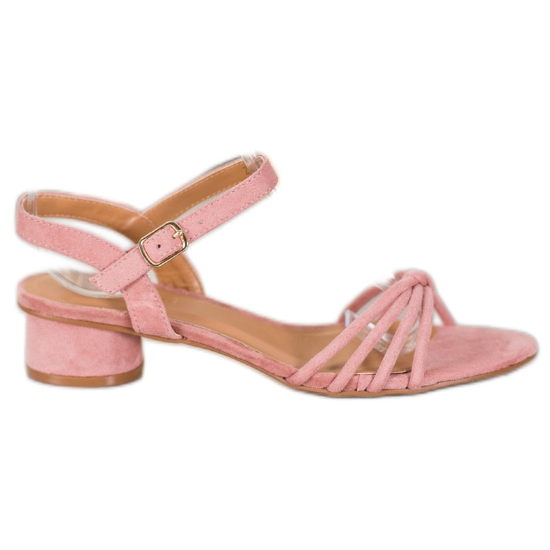 Small Swan Sandałki Na Niskim Obcasie różowe