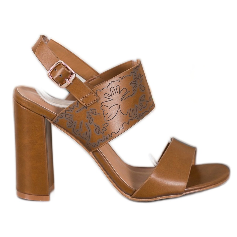 Small Swan Sandałki Ze Wzorem brązowe