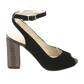 Gamis Damskie sandały skórzane zamszowe czarne 3930