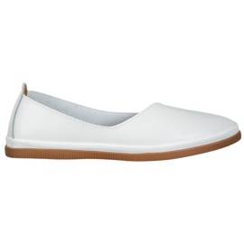 Skórzane Buty Slip On VINCEZA białe