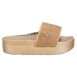 SHELOVET Klapki Na Platformie żółte