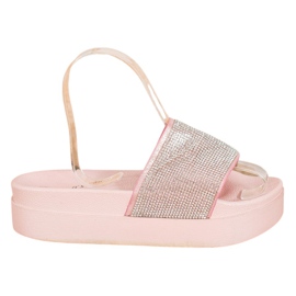 SHELOVET Klapki Na Platformie różowe