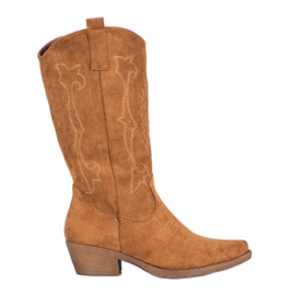 Seastar Wysokie Kowbojki Ze Wzorem brązowe