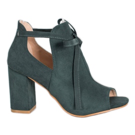 Wiązane Botki Open Toe VINCEZA zielone