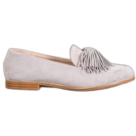 Seastar Zamszowe Obuwie Z Frędzlami szare