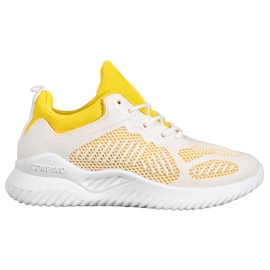 SHELOVET Klasyczne Sneakersy Z Siateczką białe żółte