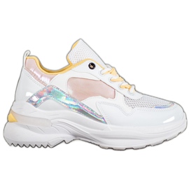 SHELOVET Stylowe Sneakersy Z Eko Skóry białe wielokolorowe