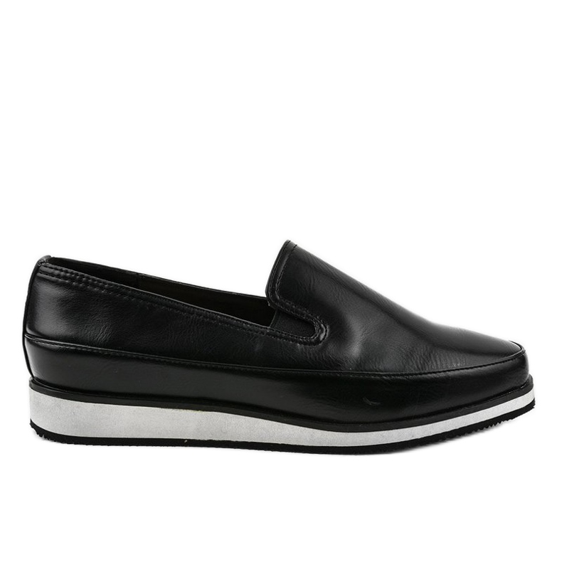 Czarne matowe półbuty na koturnie 5388-2