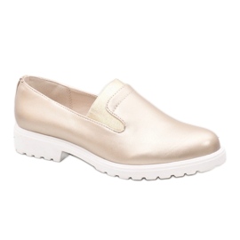 Złote wsuwane półbuty na platformie XC683-3 złoty