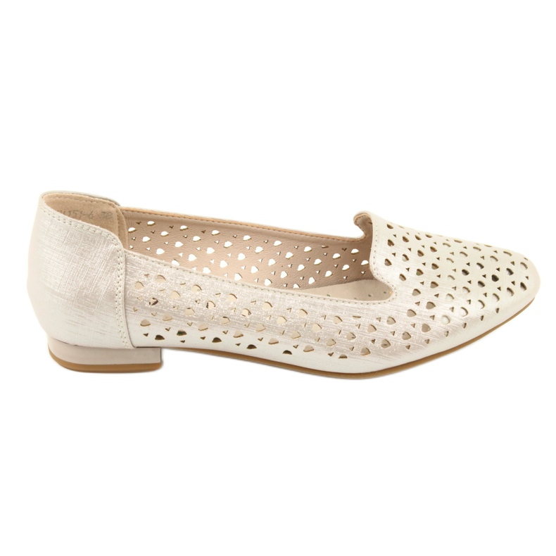 M.Daszyński Lordsy balerinki złote Daszyński SA151 brązowe szare