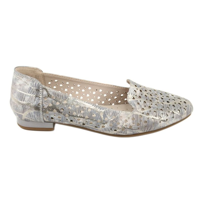 M.Daszyński Lordsy balerinki lawendowo/złote Daszyński SA151 różowe szare