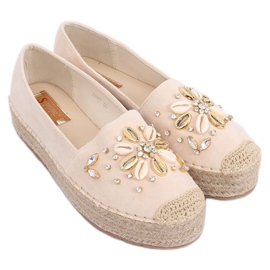Espadryle damskie beżowe JH96P Beige beżowy