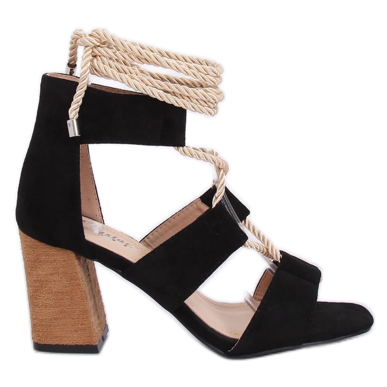 Sandałki na obcasie czarne LL-229P Black