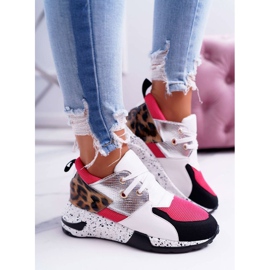 LU BOO Białe obuwie damskie w panterkę 12553-10 wielokolorowe