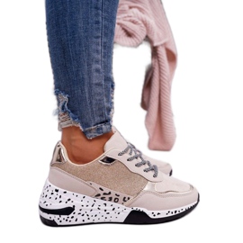 SEA Beżowe obuwie damskie sportowe sneakersy BL182 brązowe wielokolorowe