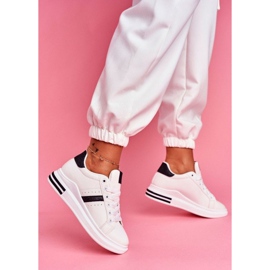 SEA Białe obuwie sportowe damskie brokat BL202 czarne