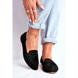 BUGO Czarne mokasyny damskie zamszowe CH-1M6-1