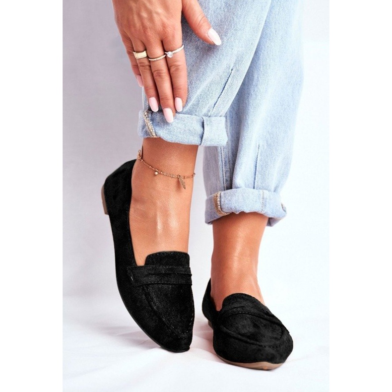 BUGO Czarne mokasyny damskie zamszowe CH-1M6-1