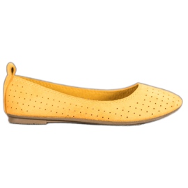 SHELOVET Ażurowe Baleriny żółte