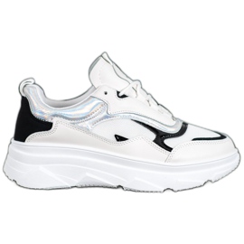 SHELOVET Modne Białe Sneakersy czarne