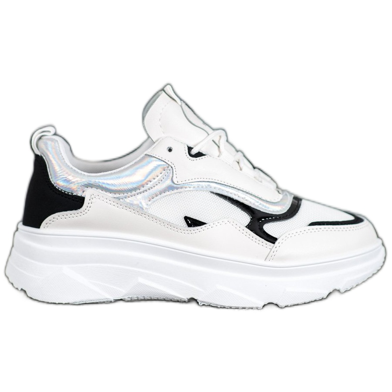 SHELOVET Modne Białe Sneakersy czarne