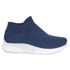 SHELOVET Tekstylne Buty Slip On niebieskie