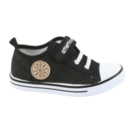 Trampki z wkładką skórzaną jeans Atletico BSM029 czarne