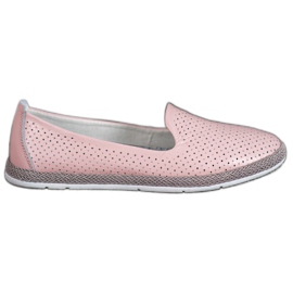 Filippo Skórzane Ażurowe Lordsy różowe