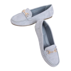 Mokasyny zamszowe niebieskie 77-192 Blue