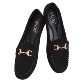 Mokasyny zamszowe czarne 77-192 Black