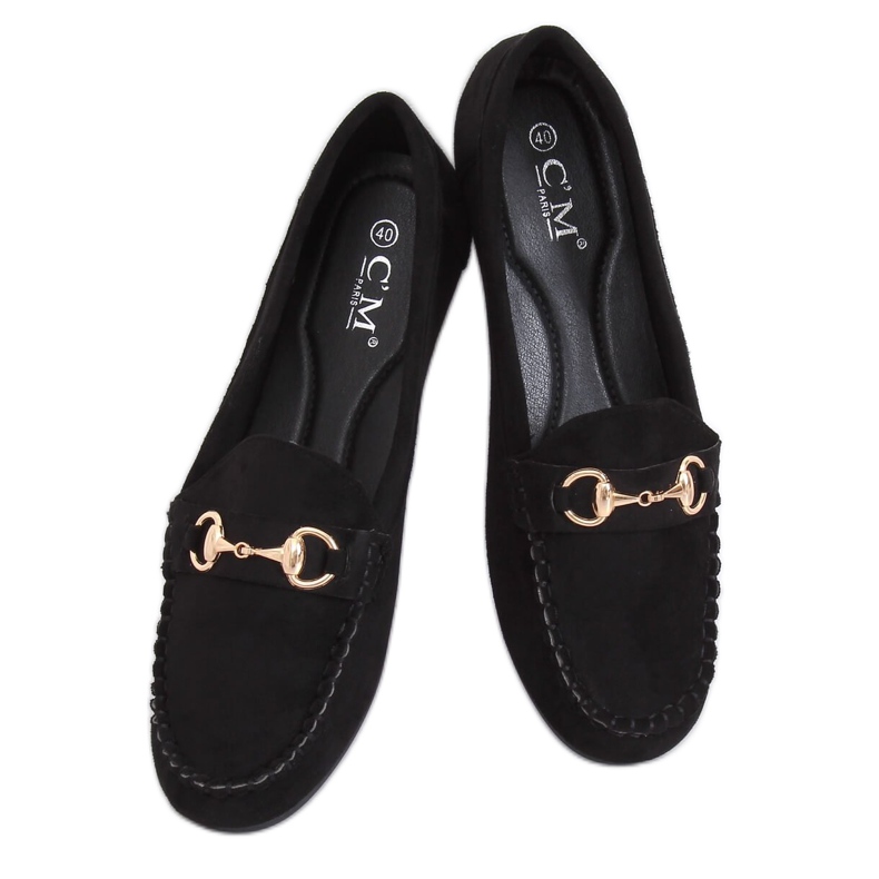 Mokasyny zamszowe czarne 77-192 Black