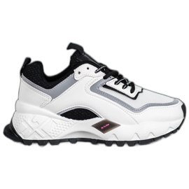 SHELOVET Sneakersy Z Czarną Podeszwą białe czarne