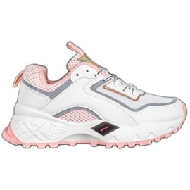 SHELOVET Sneakersy Z Jasnoróżową Podeszwą białe różowe