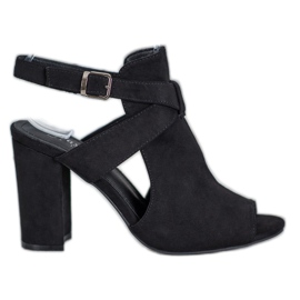 Seastar Stylowe Sandałki Na Słupku czarne