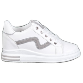 SHELOVET Buty Sportowe Z Ukrytą Koturną białe