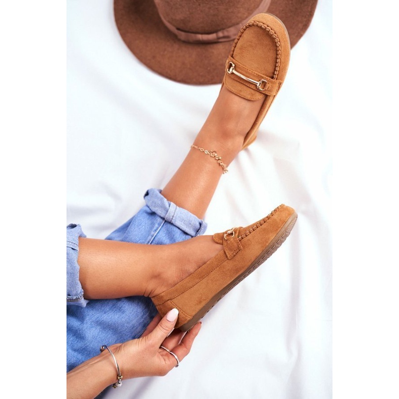 BUGO Brązowe damskie mokasyny zamszowe 99-01A