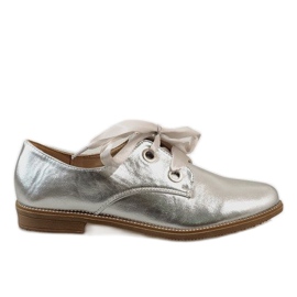 Srebrne sznurowane półbuty 188-233 szare